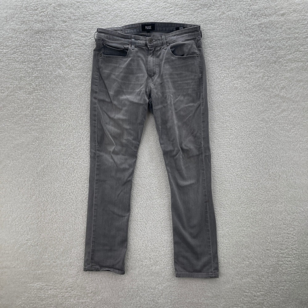 Paige Jeans Mens 33x31 Gray Federal Slim Straight Preppy Stretch Office Casual